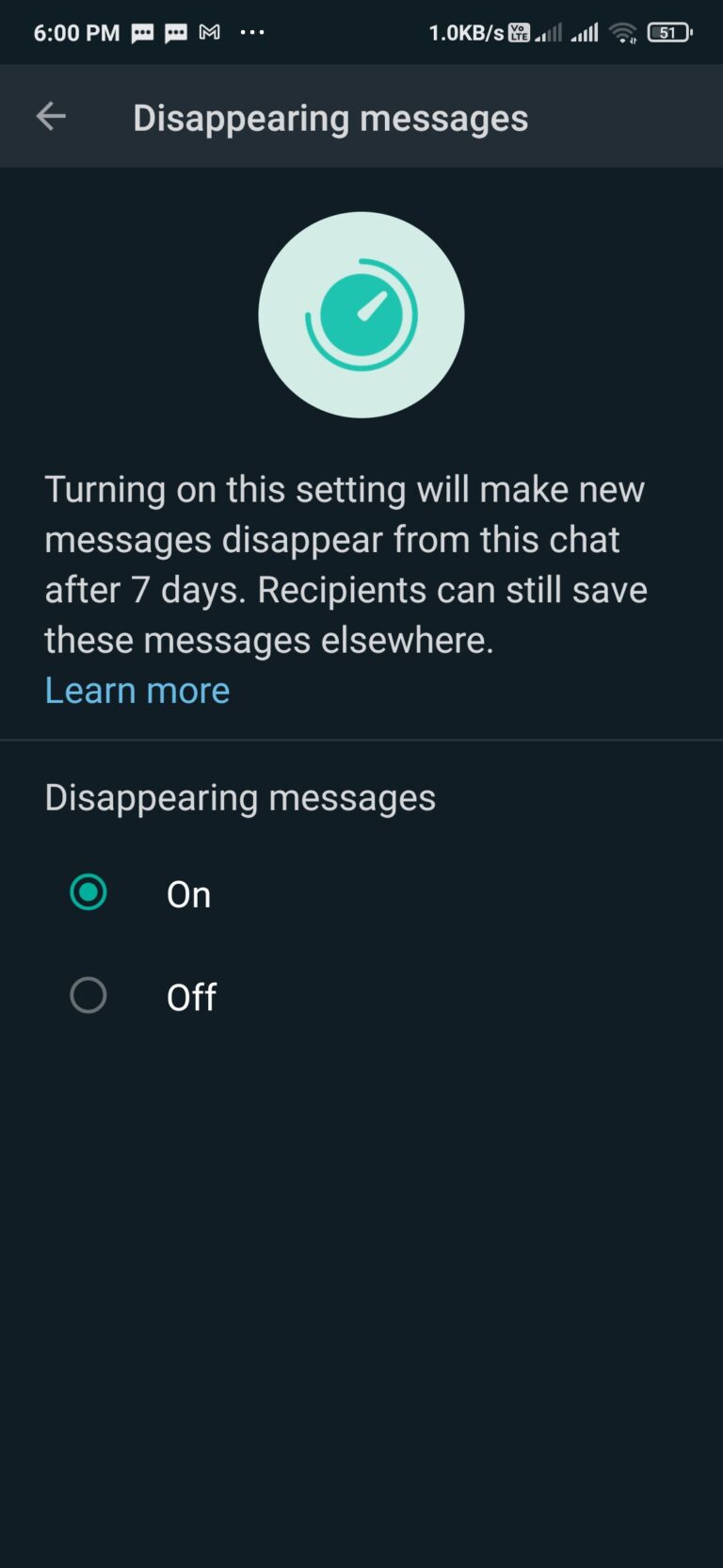 disappearing messages in signal